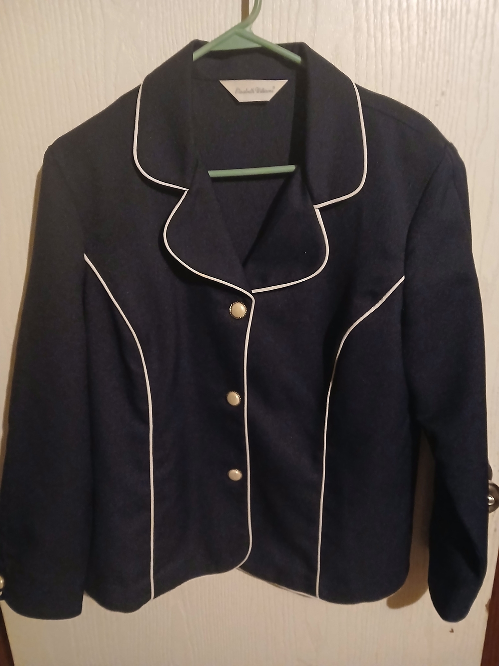 Women's Navy Blazer with White Piping by